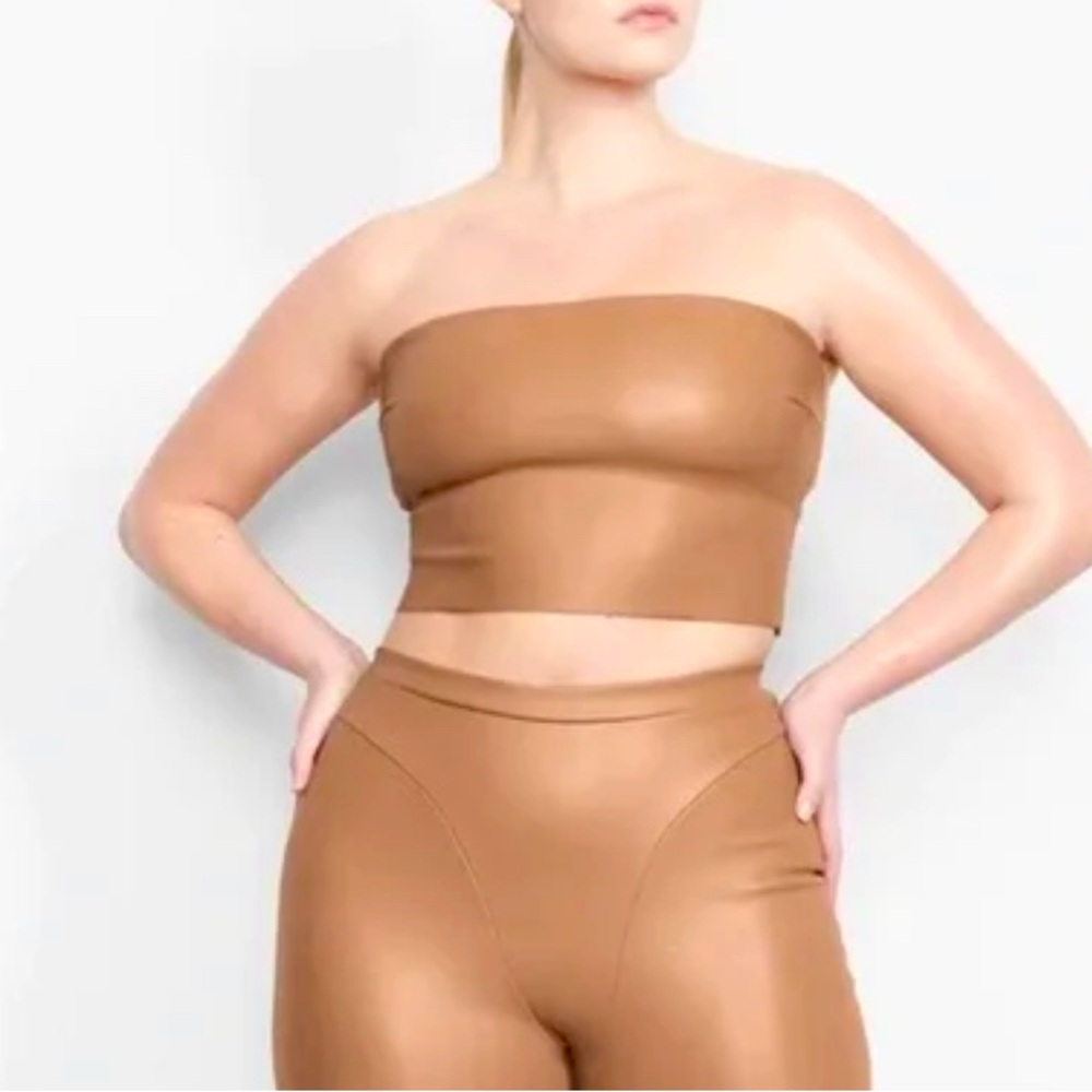 SKIMS Faux Leather Tube Top in Sienna